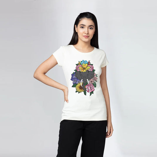 Elephant Beauty Oversized Graphic Printed T-Shirt for Women