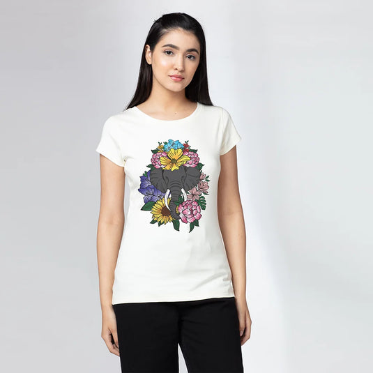 Elephant Beauty Oversized Graphic Printed T-Shirt for Women