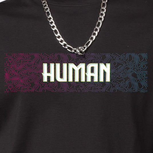 Human Mentality Black Oversized Graphic Printed T-Shirt