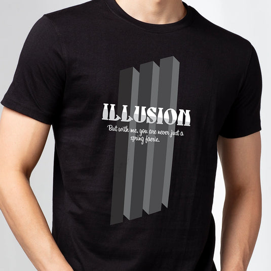 Illusion Design Men's Black Graphic Printed Tee Shirt