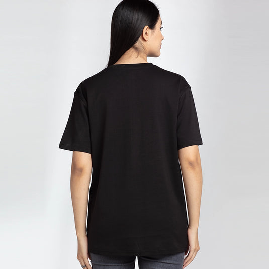 Kathakali Trance Printed Oversized Black T-Shirt for Women