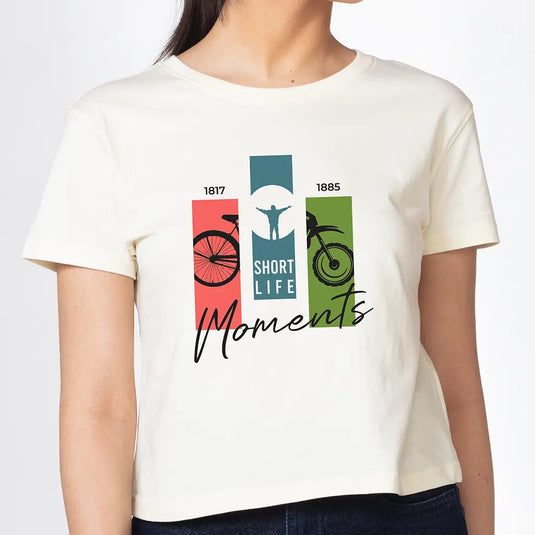 Life Moments Off White Graphic Printed Croptop for Women