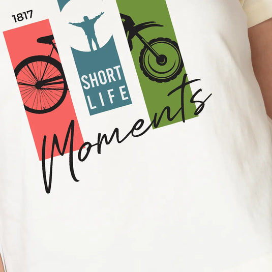 Life Moments Off White Graphic Printed Croptop for Women