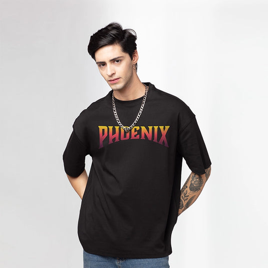 Phoenix Wings Men's Oversized Graphic Printed T-Shirt