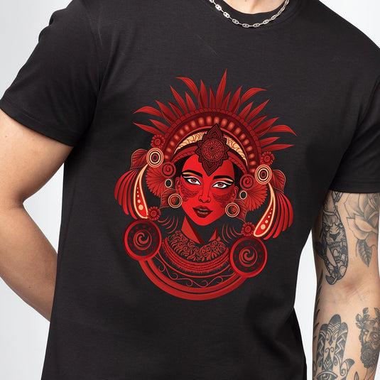 Tribal Goddess Photo Printed Cotton T-Shirts for Men