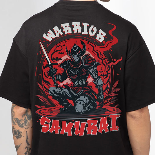 Warrior Samurai Graphic Printed Oversized T-Shirt for Men