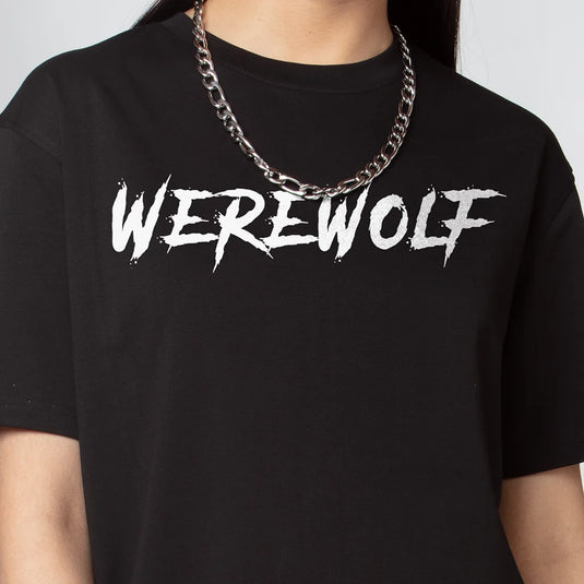 WereWolf Women Black Oversized Graphic Printed T-Shirts