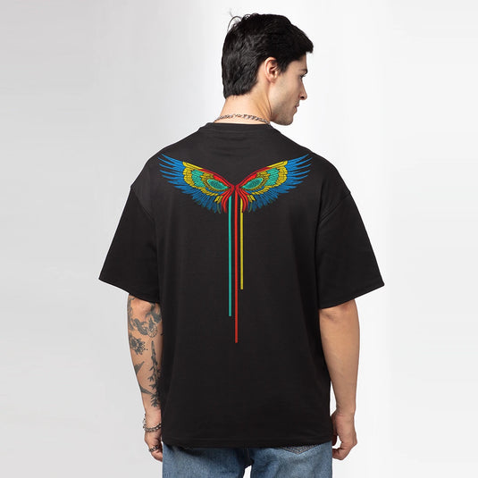 Wings Fly -Men's Graphic Printed Oversized T-Shirt