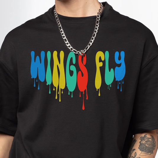 Wings Fly -Men's Graphic Printed Oversized T-Shirt