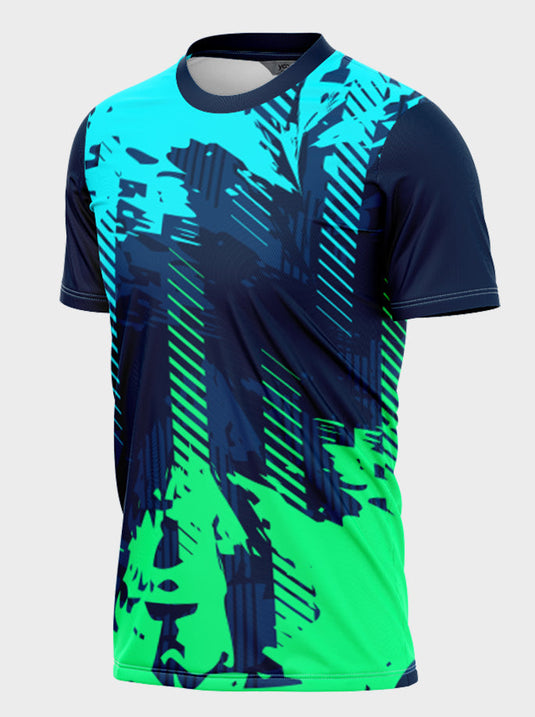 Aqua Blue With Green Sports Jersey
