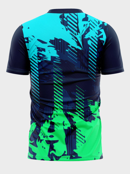 Aqua Blue With Green Sports Jersey
