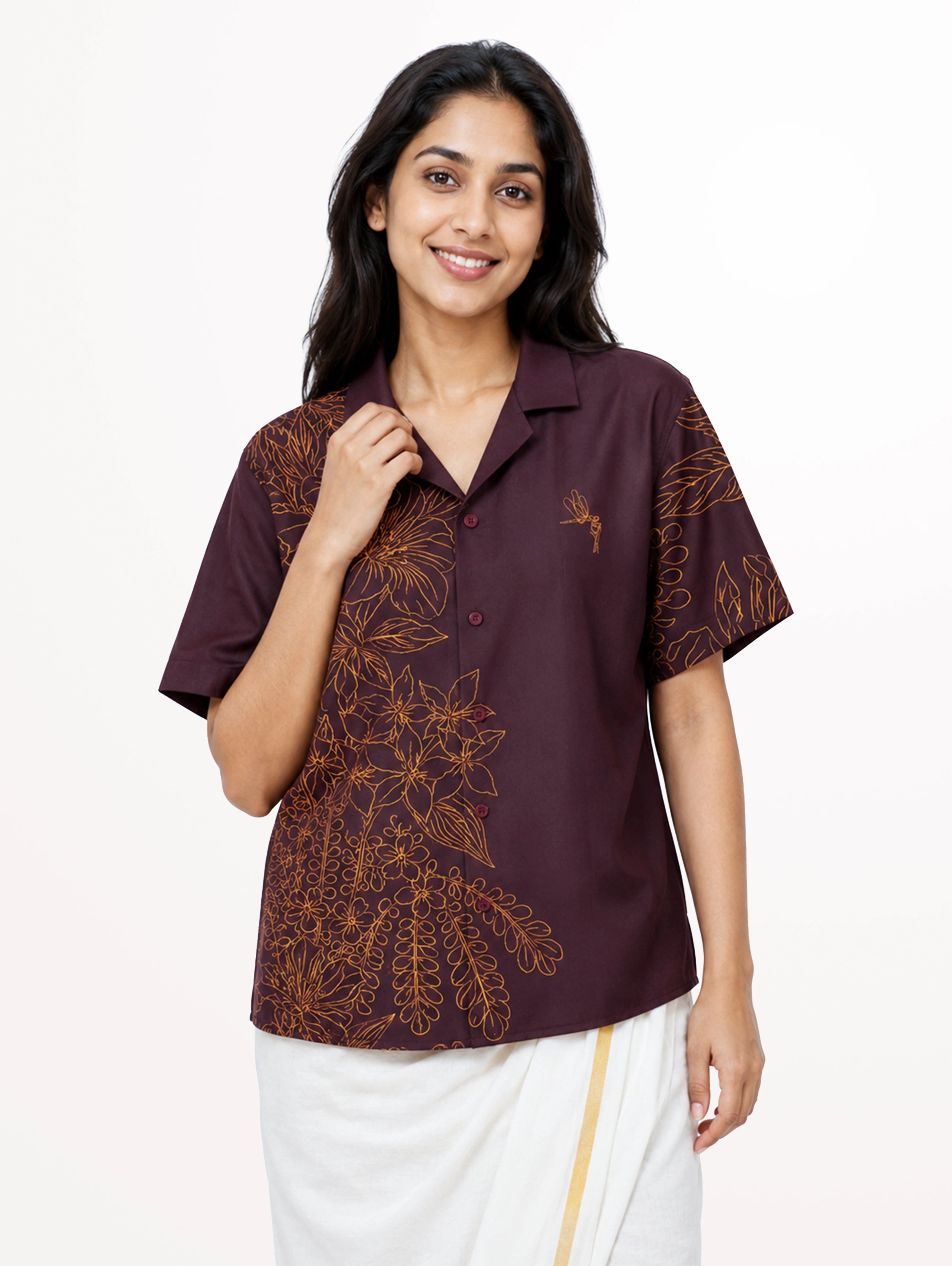 Women's Thiruvonam Cuban Collar Shirt