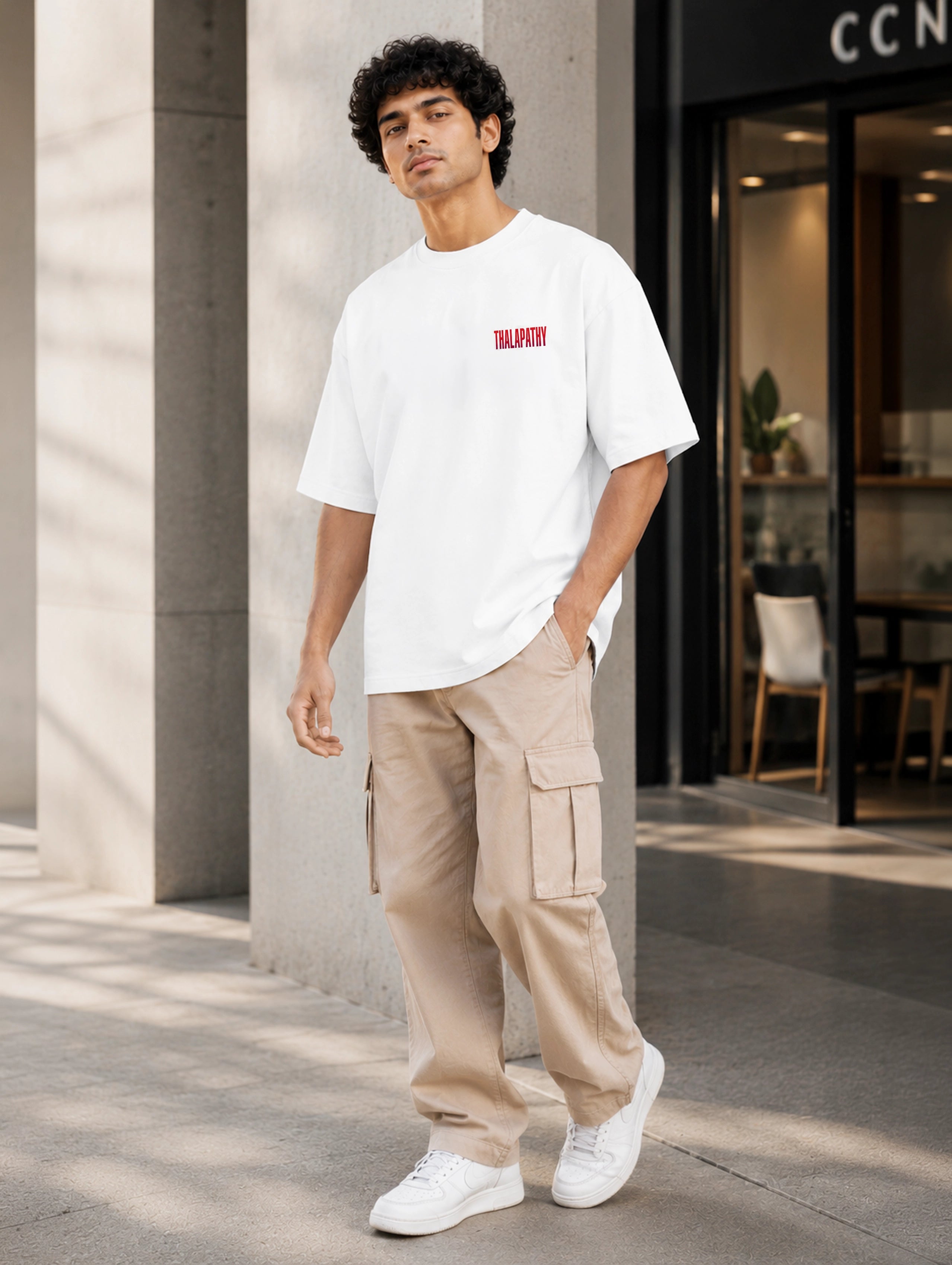 Men's Thalapathy Vijay Iconic Gaze T-Shirt – White