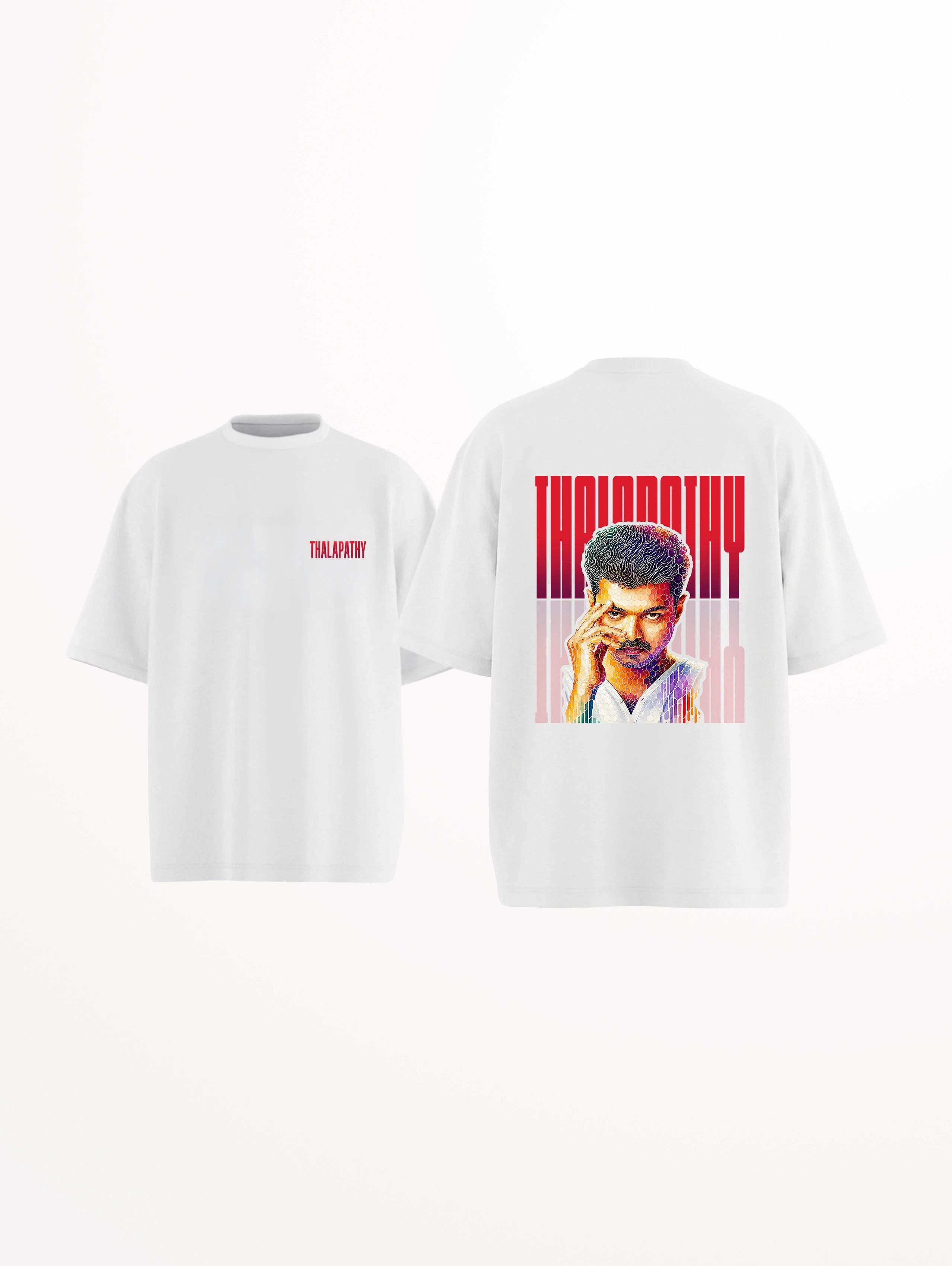Men's Thalapathy Vijay Iconic Gaze T-Shirt – White