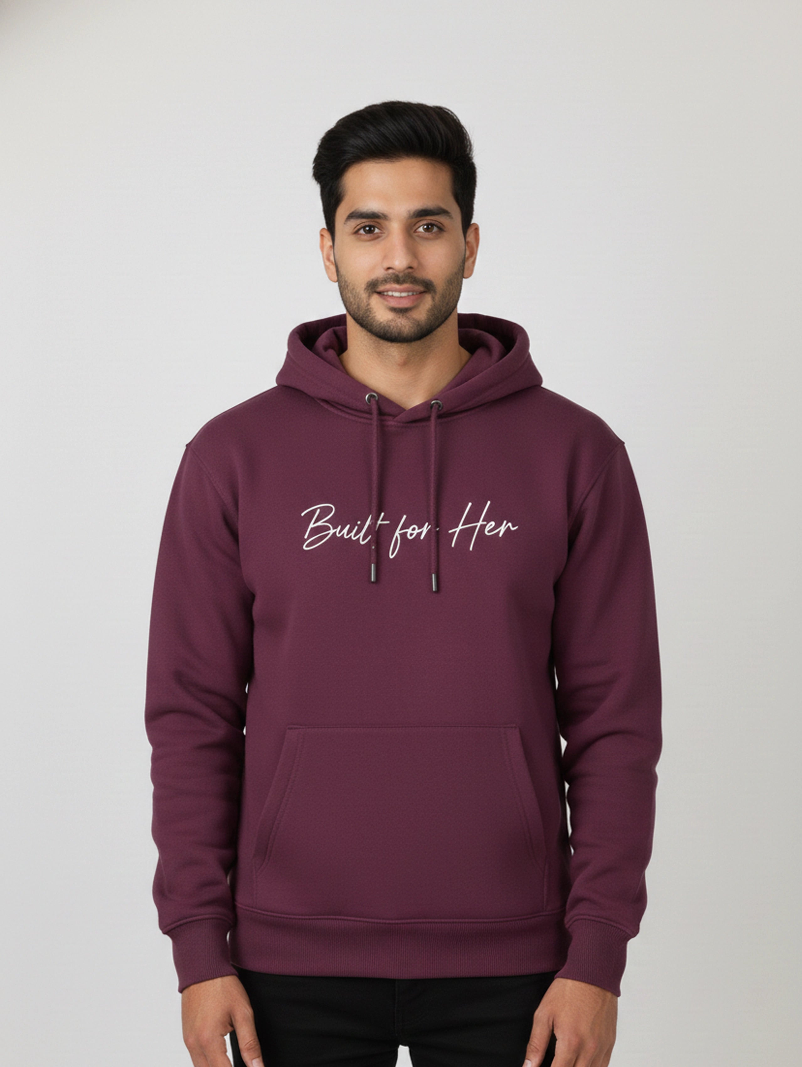 Built for Him & Built for Her Matching Couple Hoodies - Aubergine
