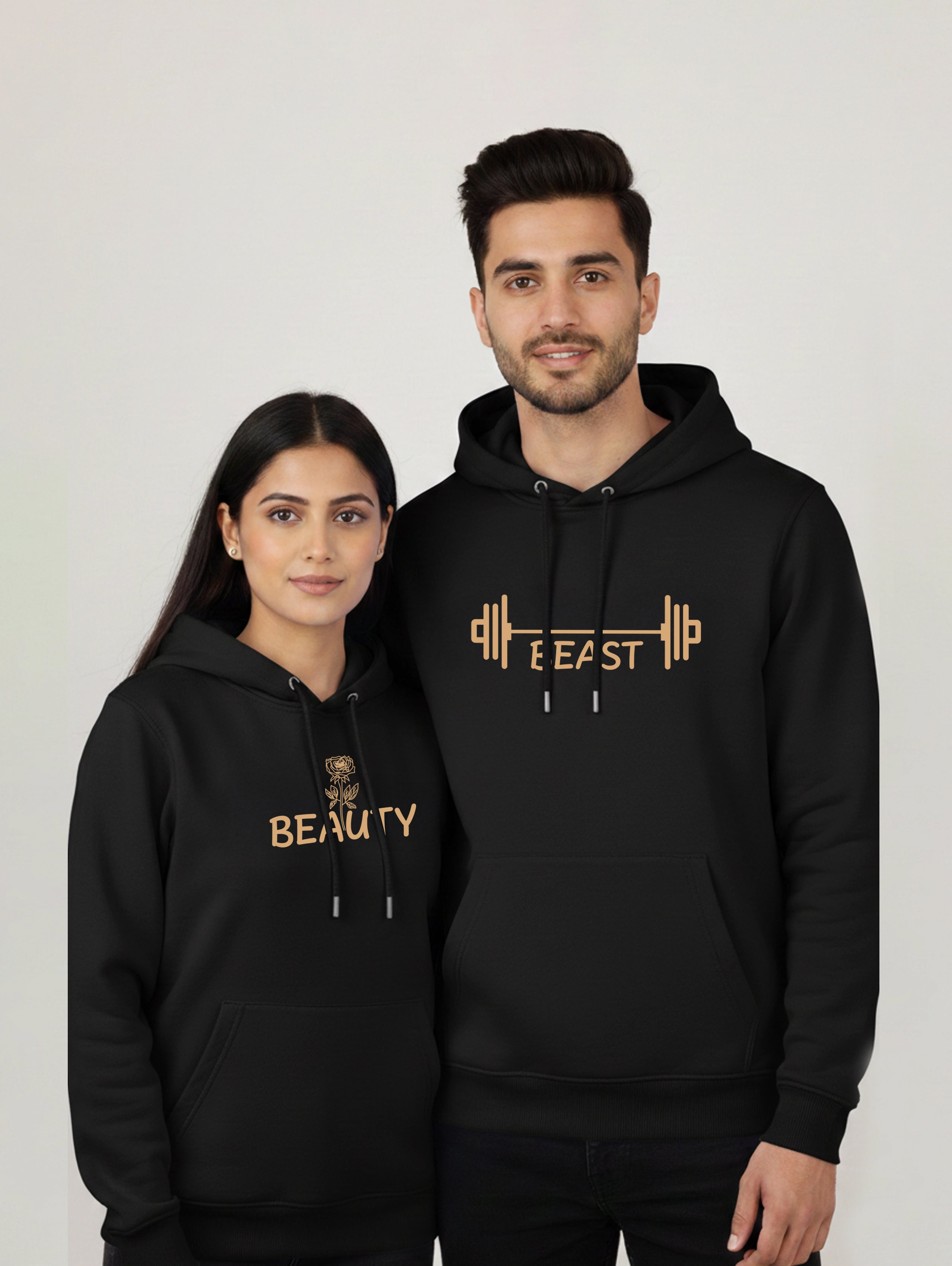 Beauty & Beast Matching Couple Hoodies - Black