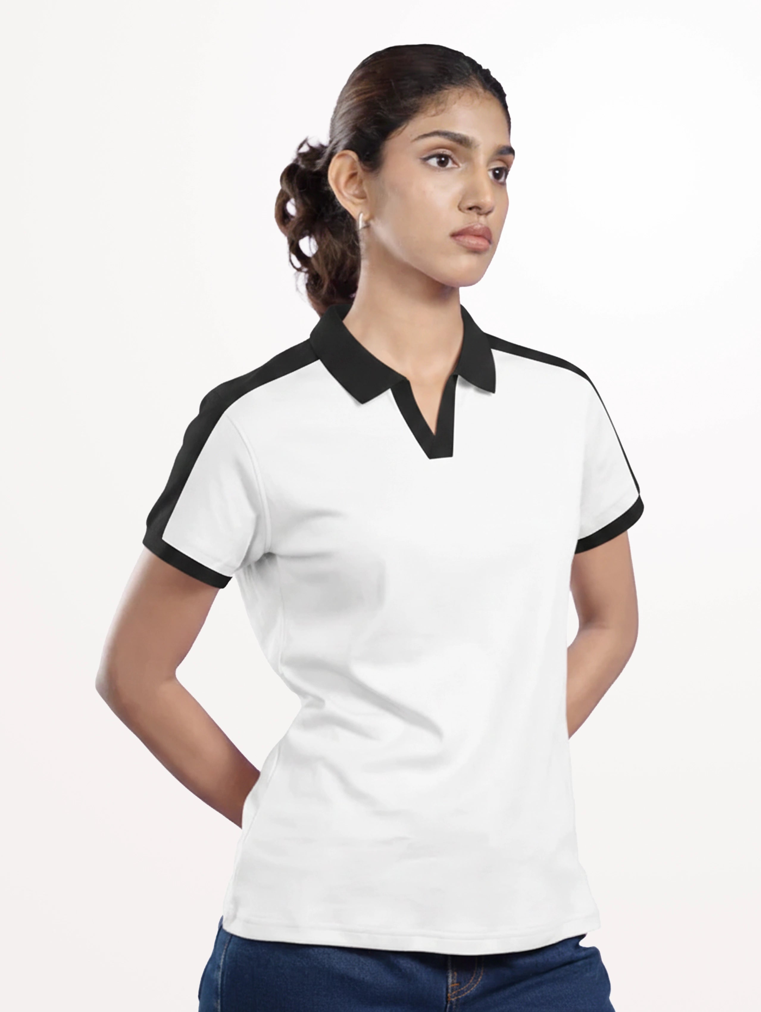 Contrast Trim Polo - Black-White