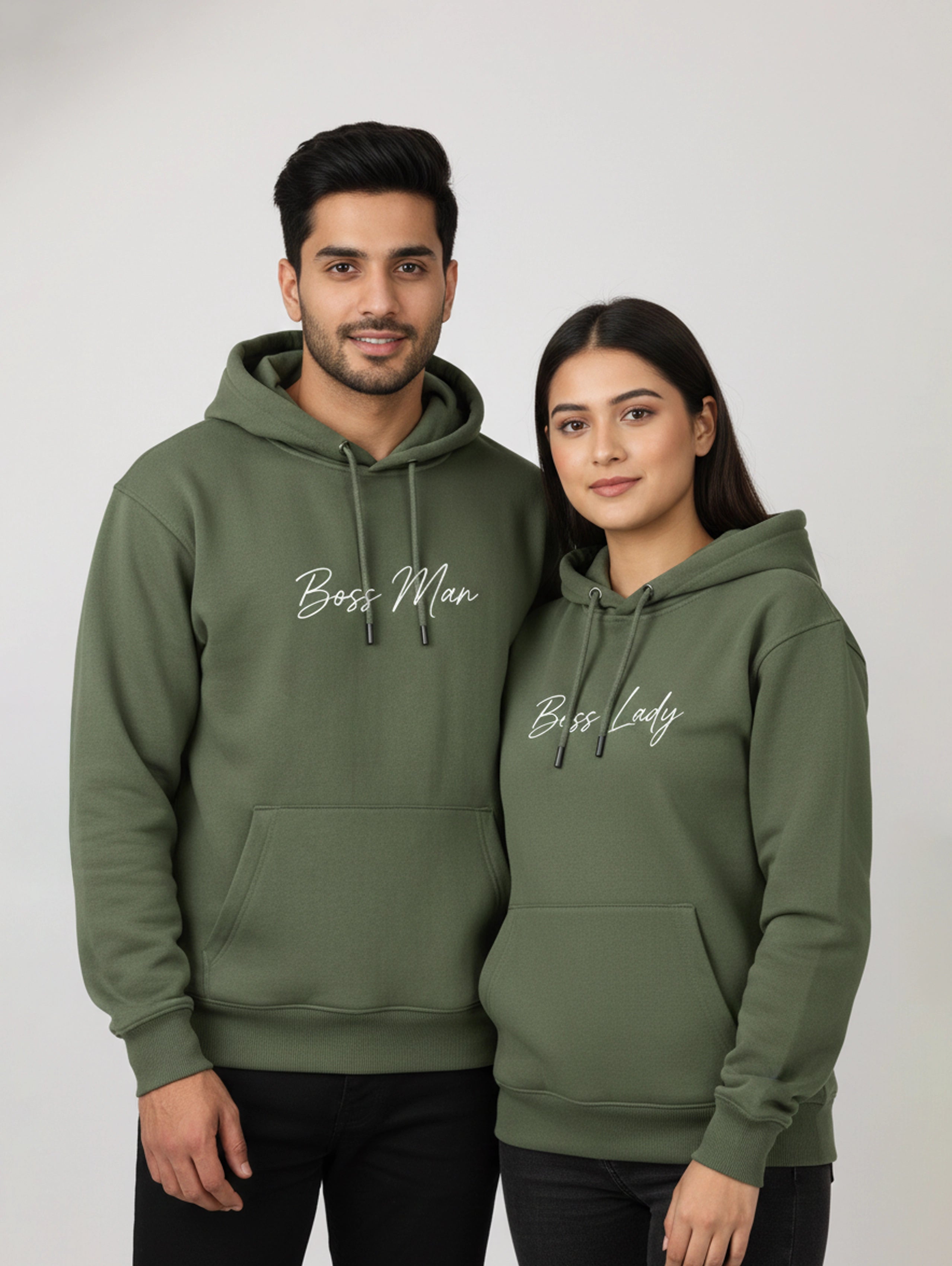 Boss Man & Boss Lady Matching Couple Hoodies - Saga Green