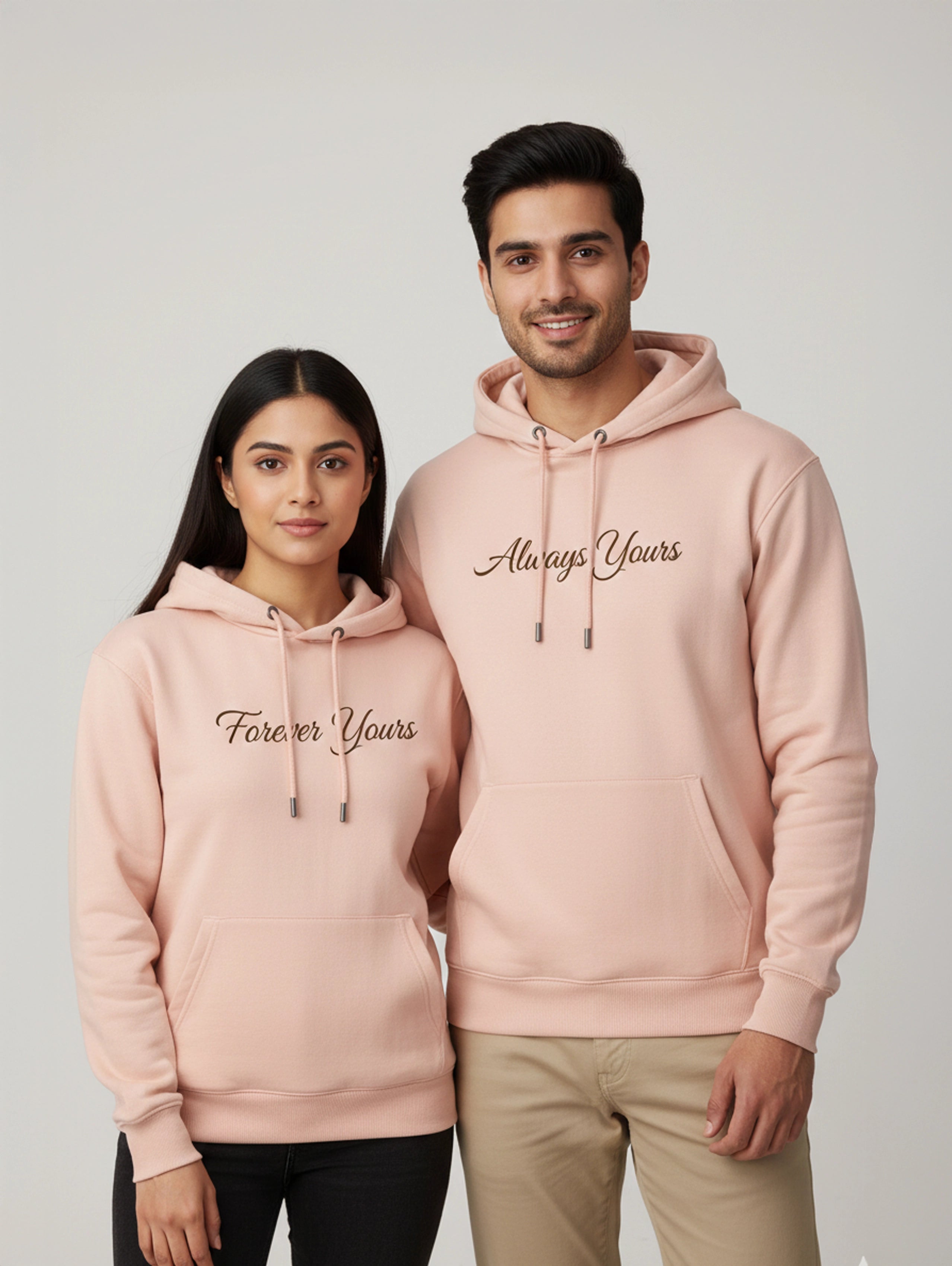 Forever Yours & Always Yours Matching Couple Hoodies - Soft Pink