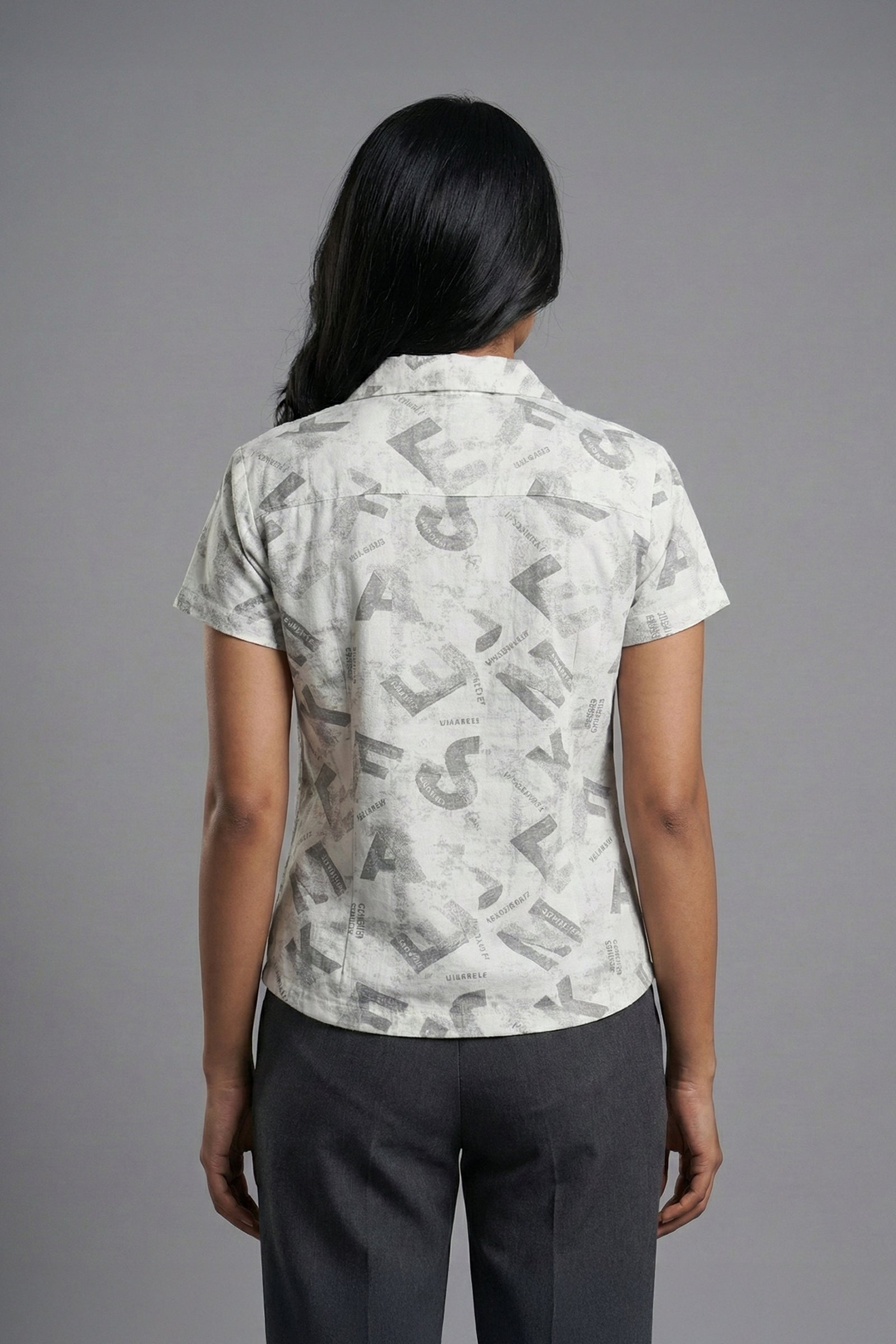 Urban White Typography Cuban Collar Shirt