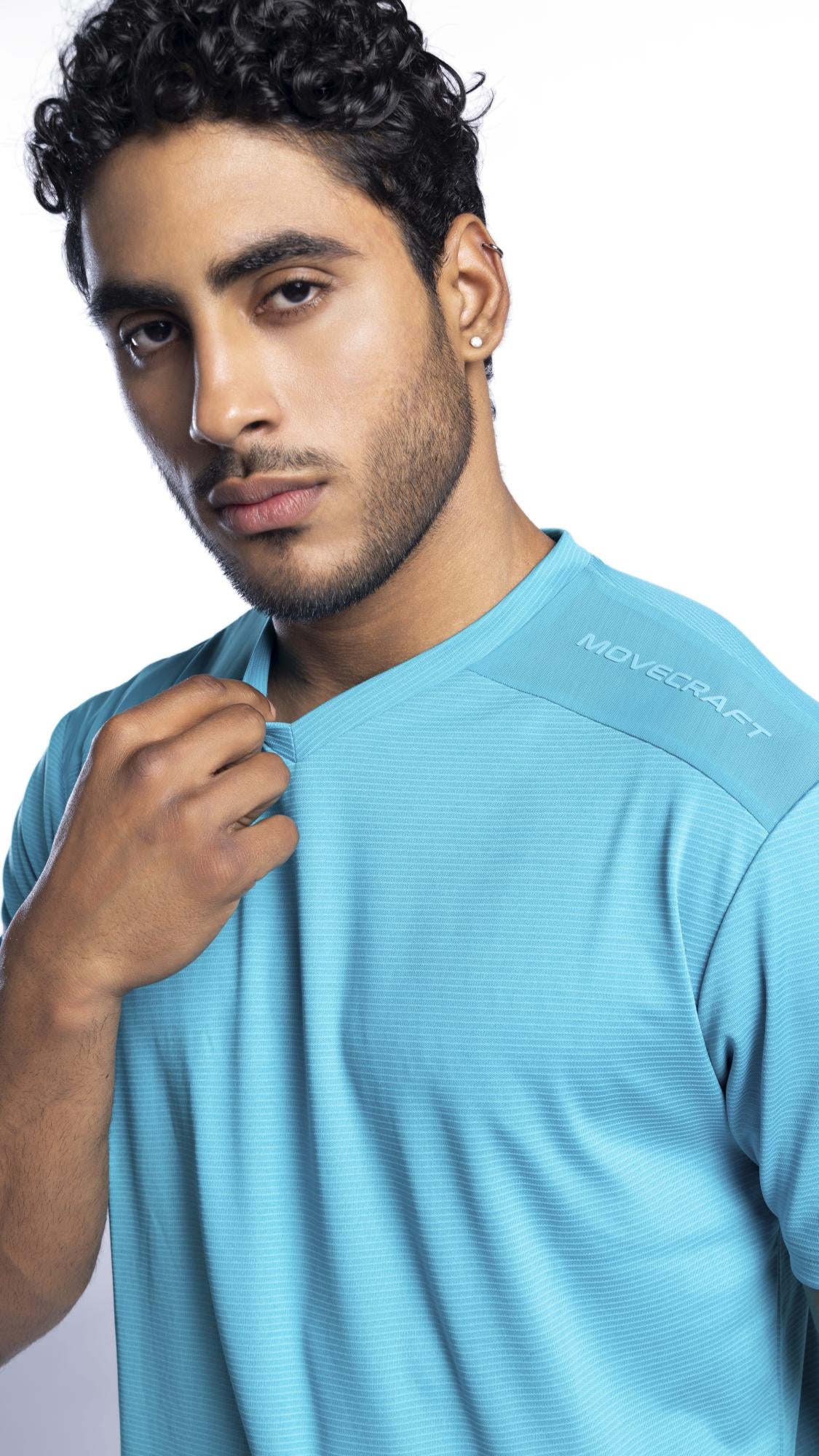 Xalt Life Urban Grid 2 Electric Teal V NECK