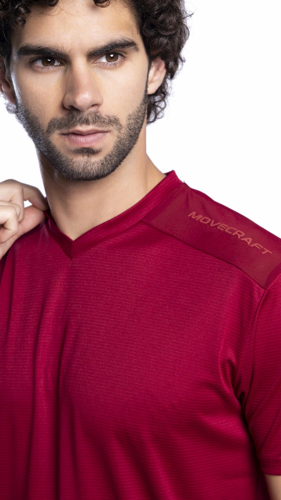 Xalt Life Urban Grid 2 – men’s Grid Weave Tech Knit V neck T-shirt