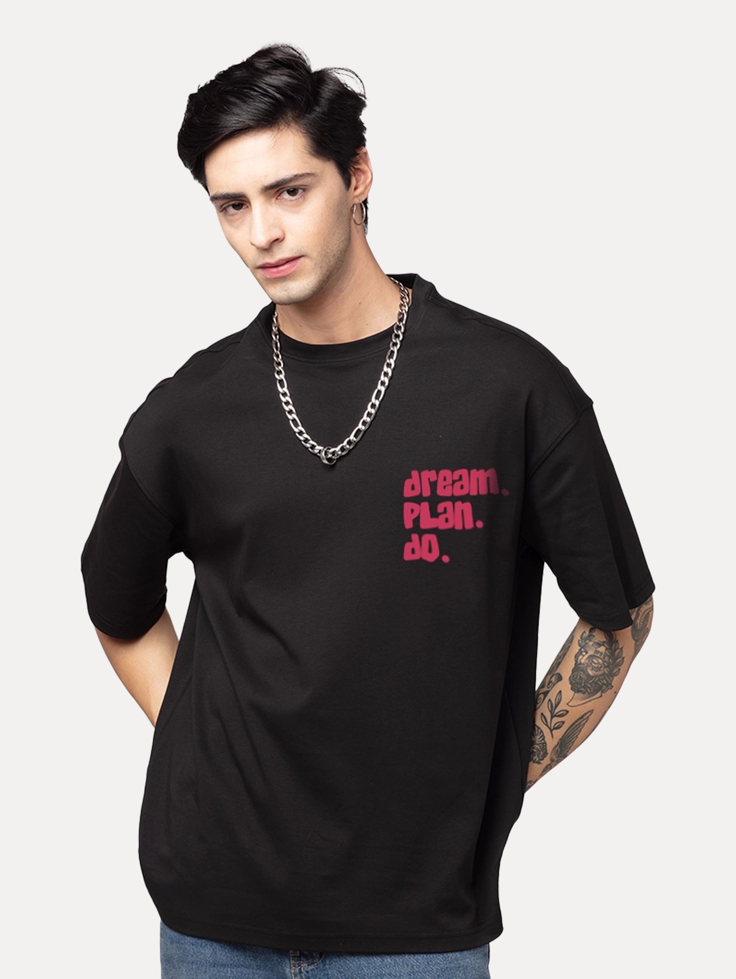 Aesthetic Dream Printed Oversized Balck T-Shirt for Men