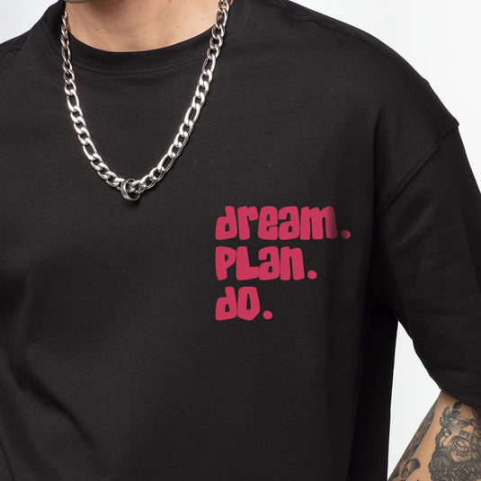 Aesthetic Dream Printed Oversized Balck T-Shirt for Men