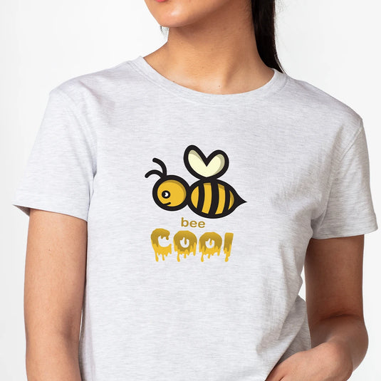 Bee Cool White Graphic Printed Croptop for Women