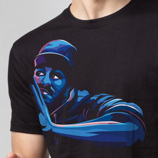 Blue Man Comfort Fit Black Art Printed T-Shirt for Men