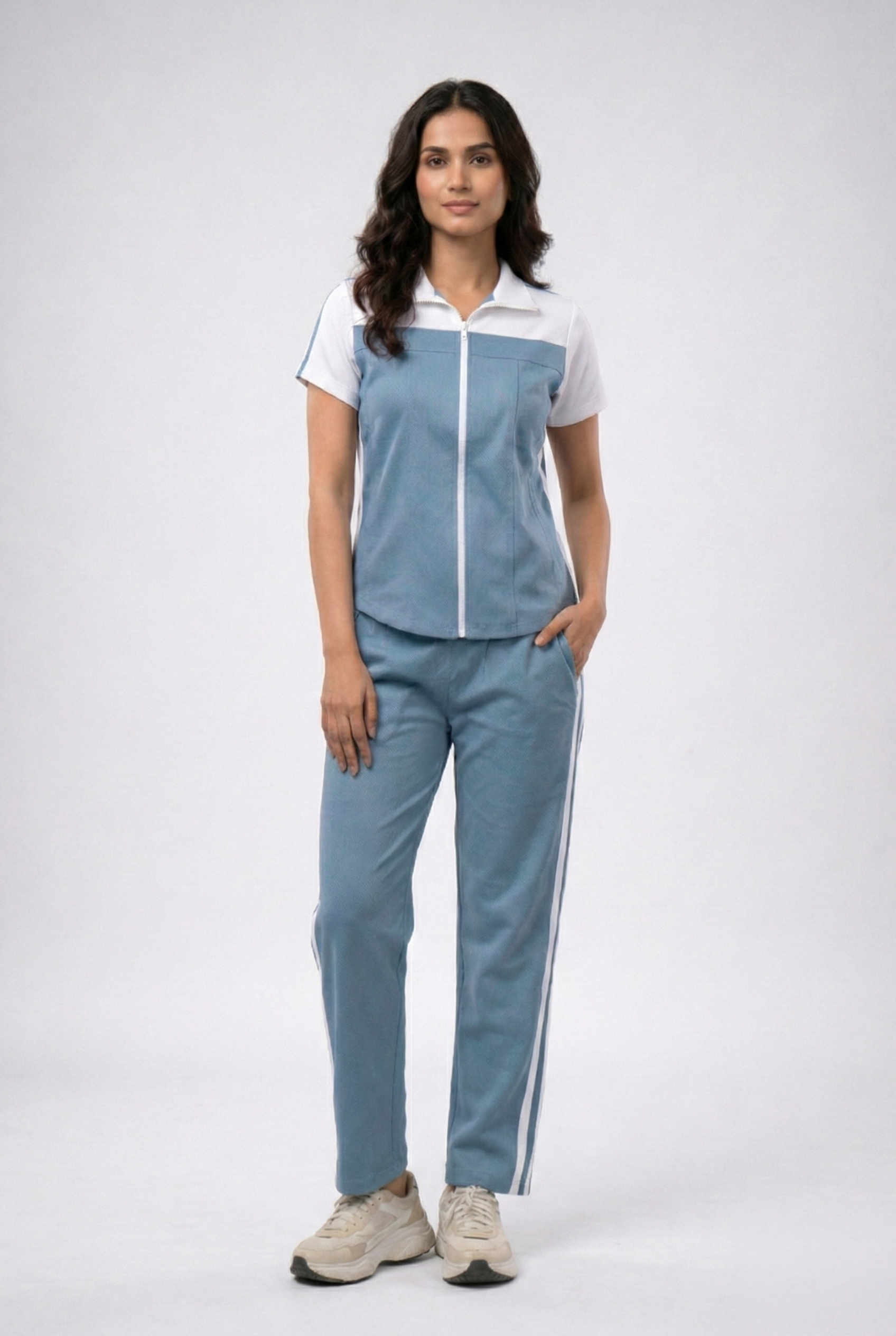 Blue Rush Co-Ord Set - White