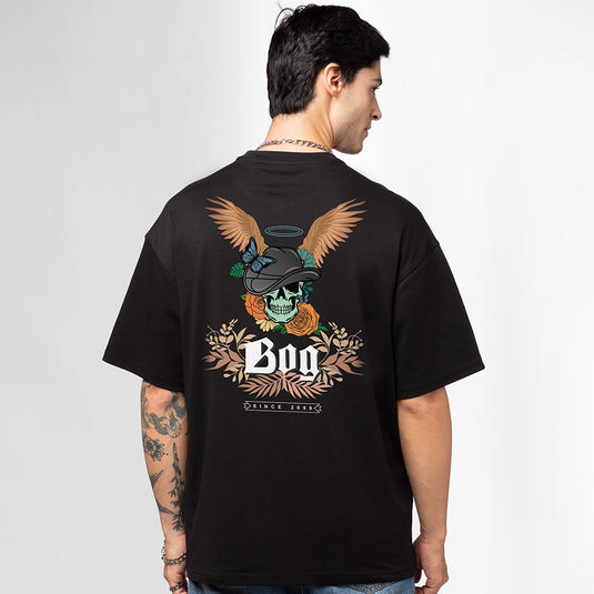 Bog Since 2099 Black Men's Oversized Graphic Printed T-Shirt