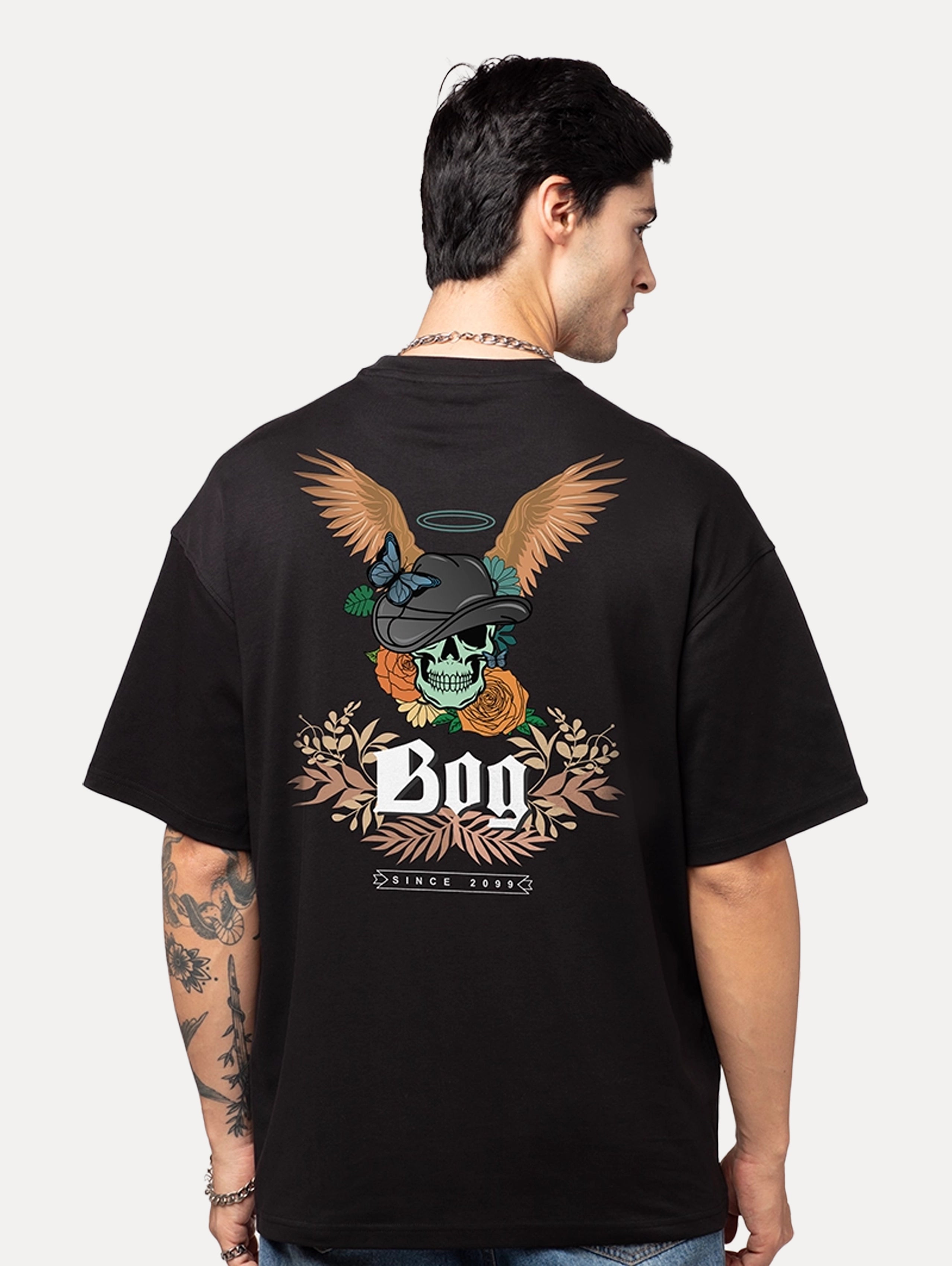 Bog Since 2099 Black Men's Oversized Graphic Printed T-Shirt