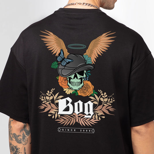 Bog Since 2099 Black Men's Oversized Graphic Printed T-Shirt