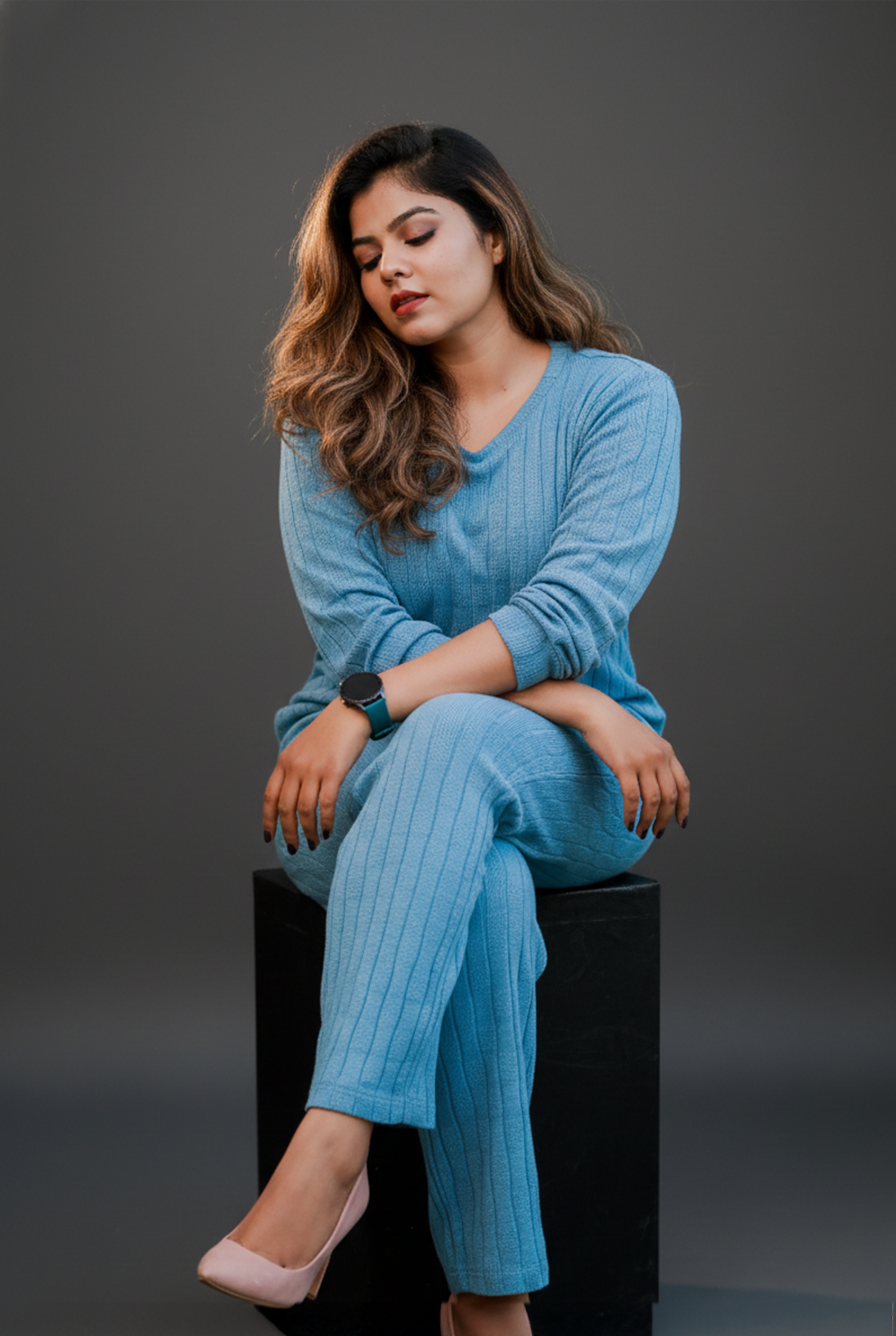 Cloud Knit Co-Ord Set - Blue