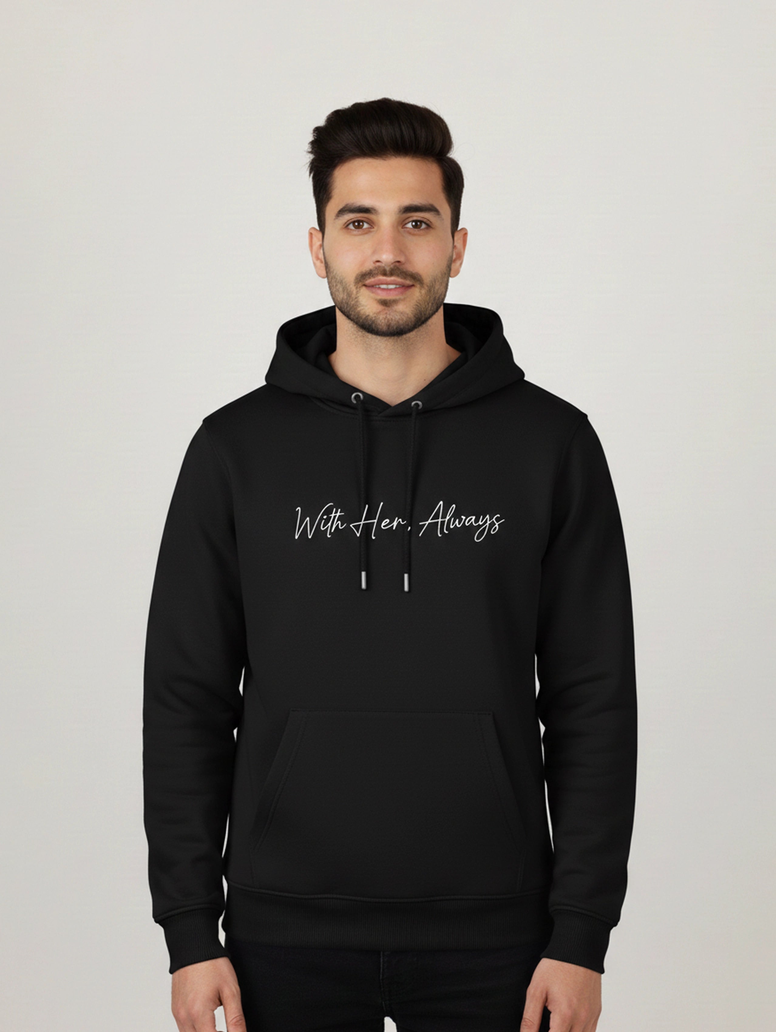 With Him Always & With Her Always Matching Couple Hoodies - Black