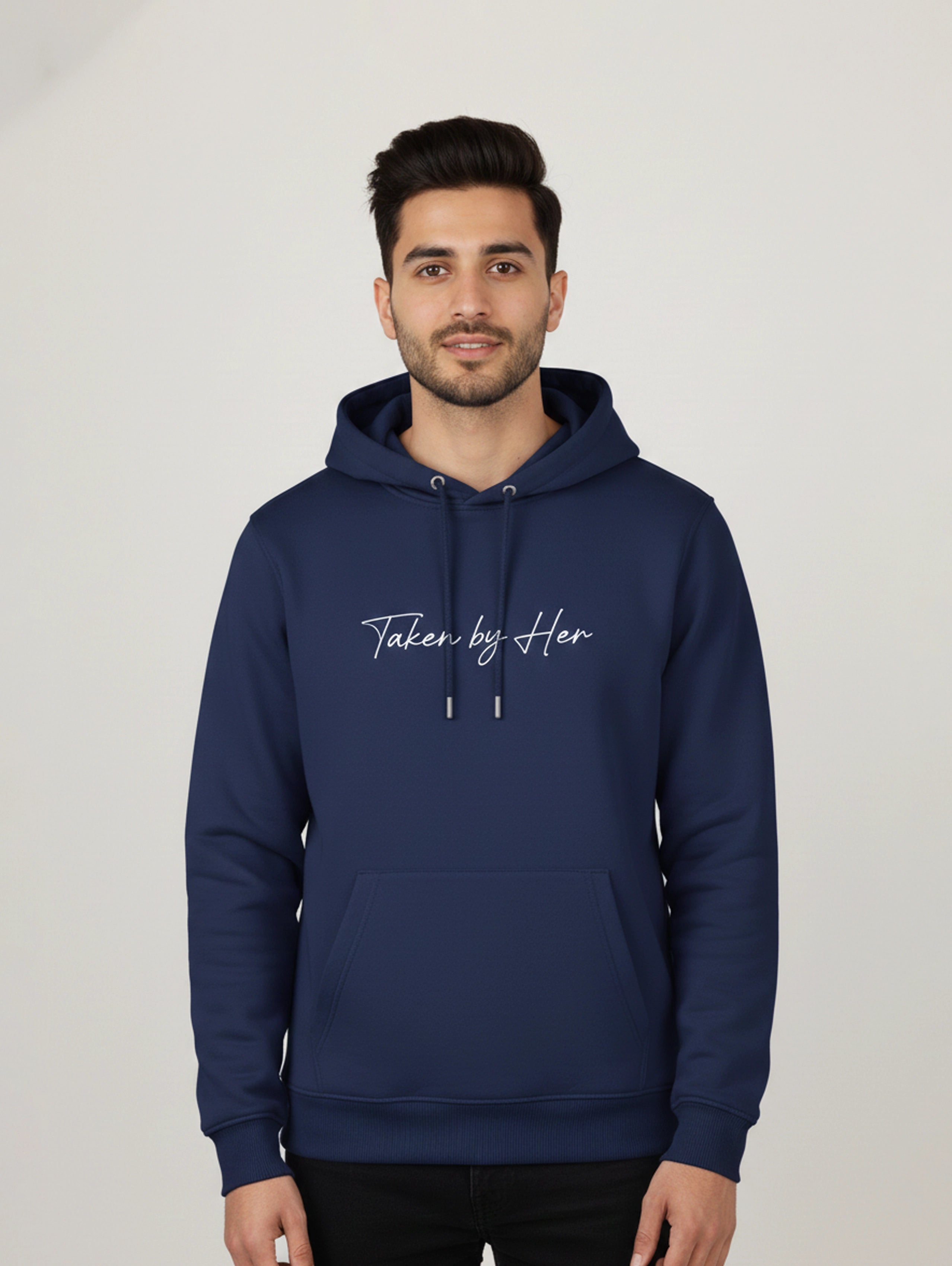 Taken by Him & Taken by Her Matching Couple Hoodies - Navy