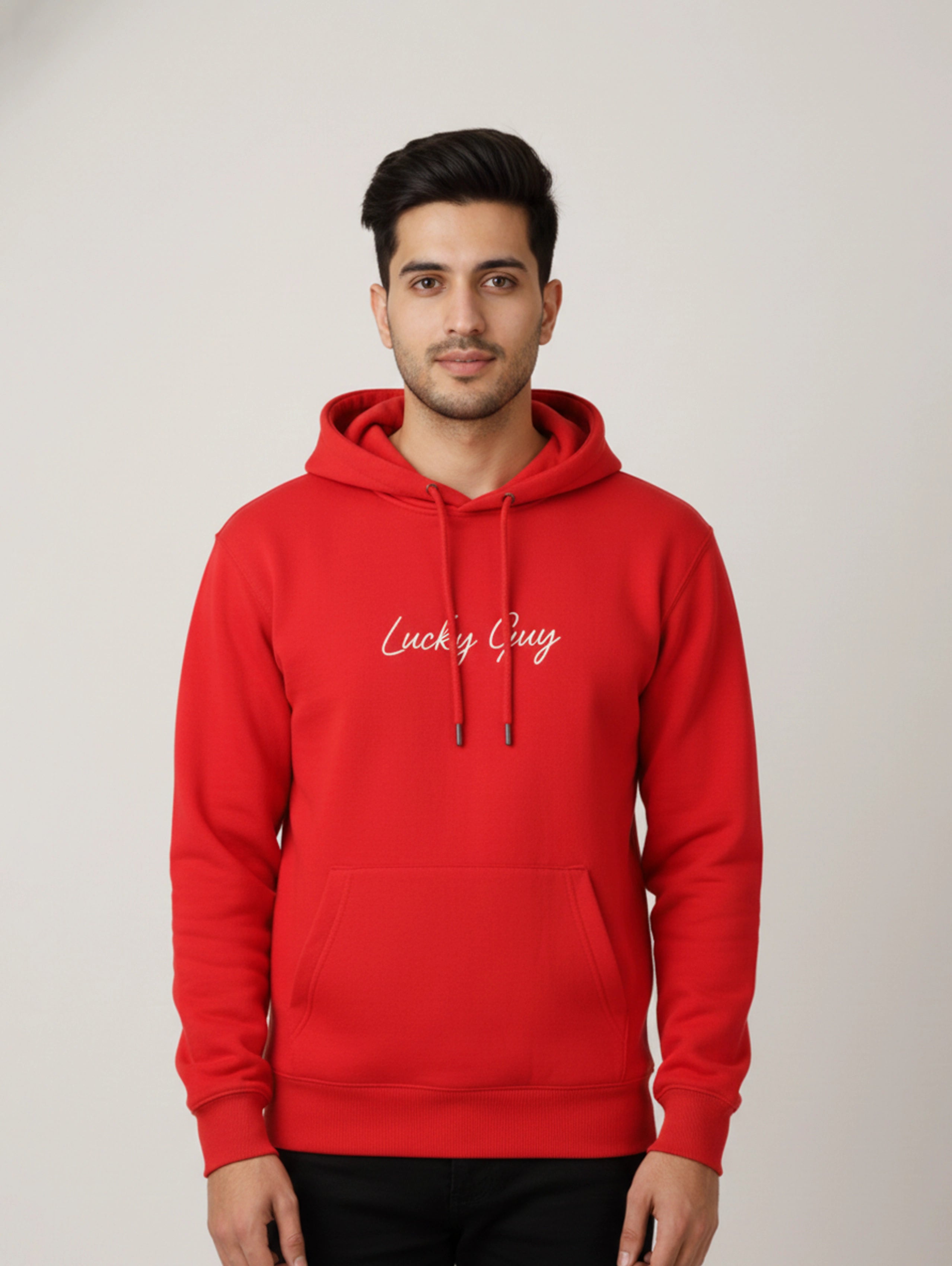 Lucky Guy & Lucky Girl Matching Couple Hoodies - Red