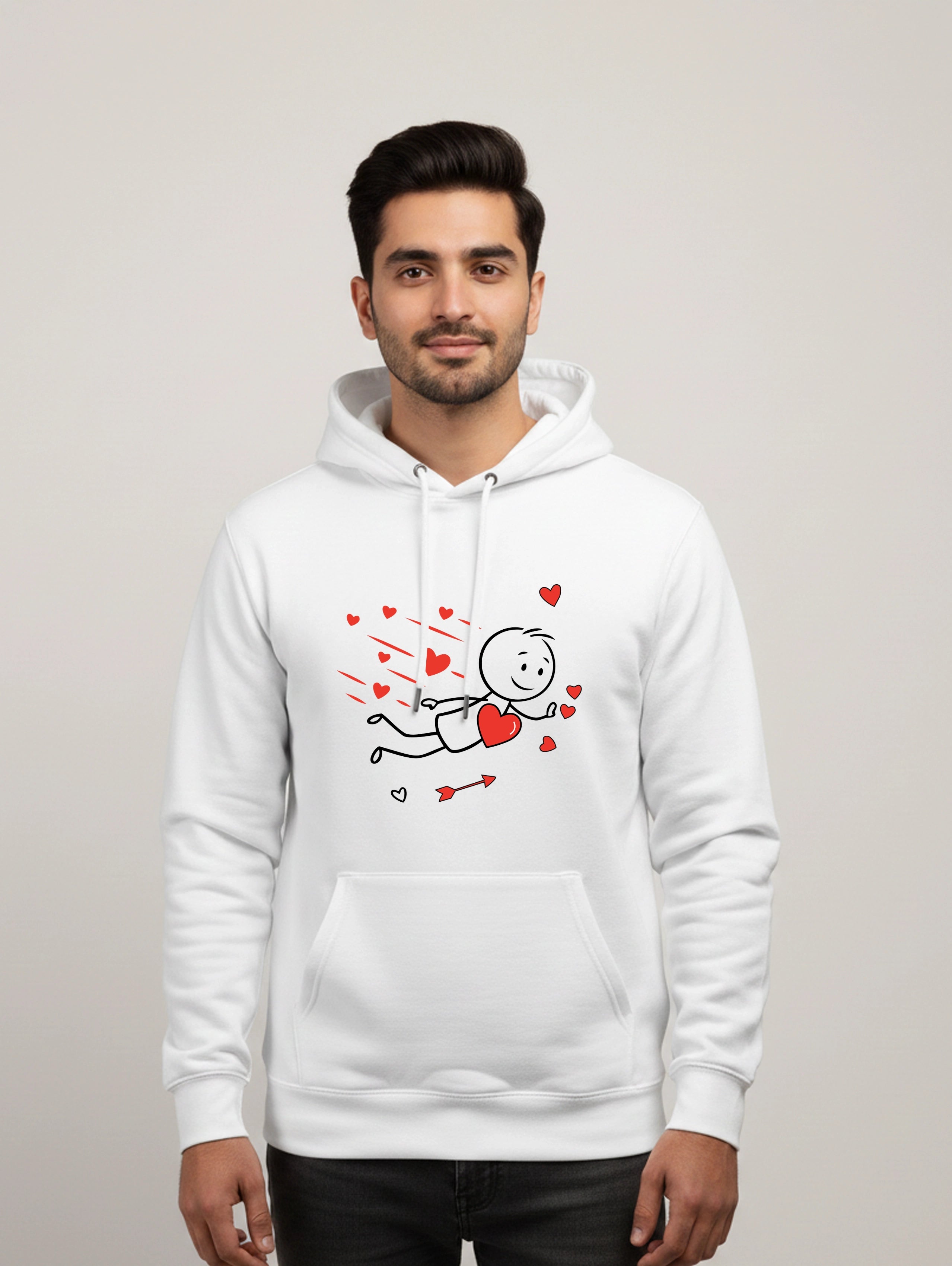 Heart Magnet Stick Couple Matching Couple Hoodies - White