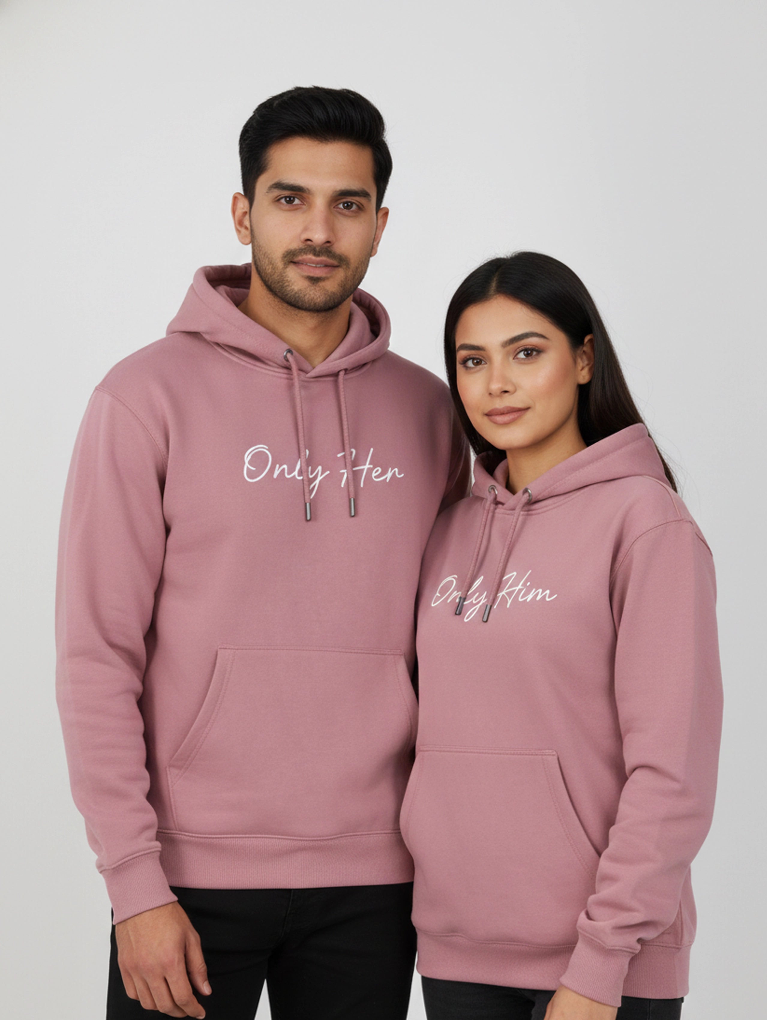 Only Him & Only Her Matching Couple Hoodies - Wood Rose