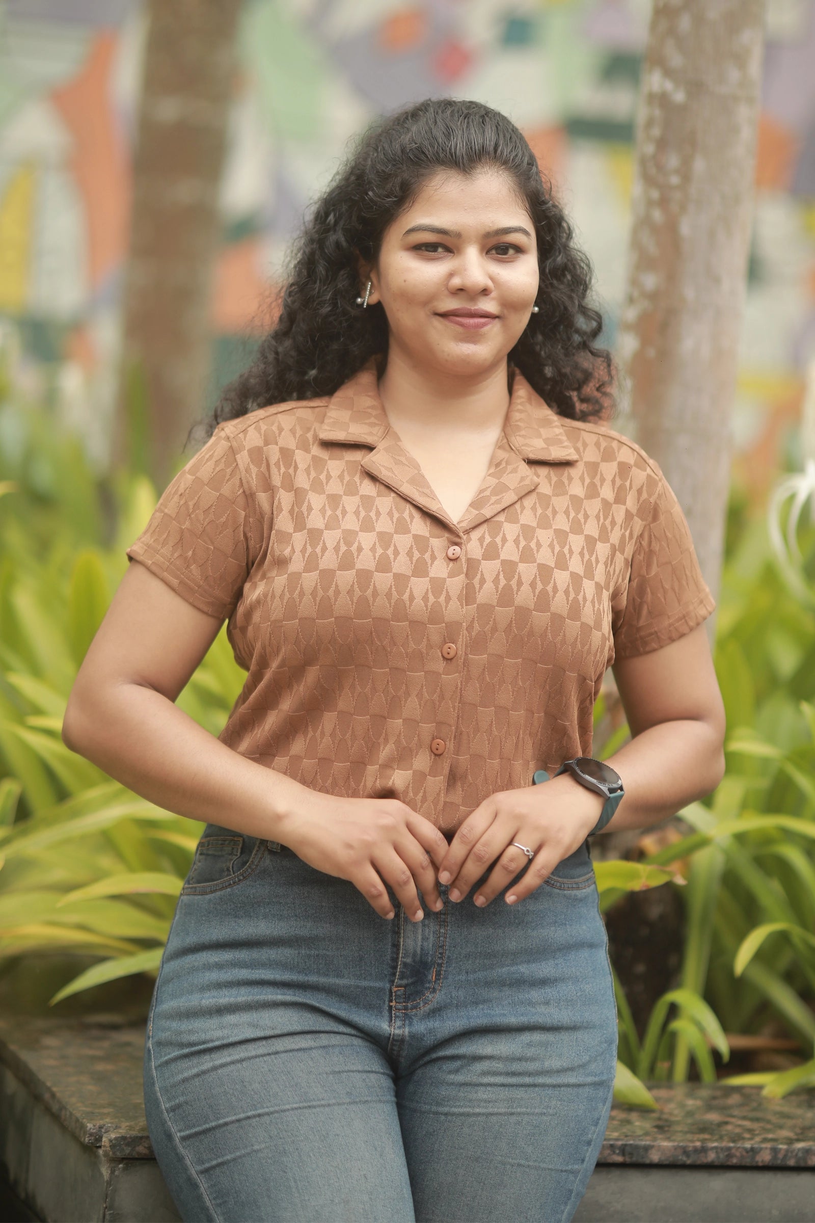 Cuban Maze Ladies Shirt - Brown