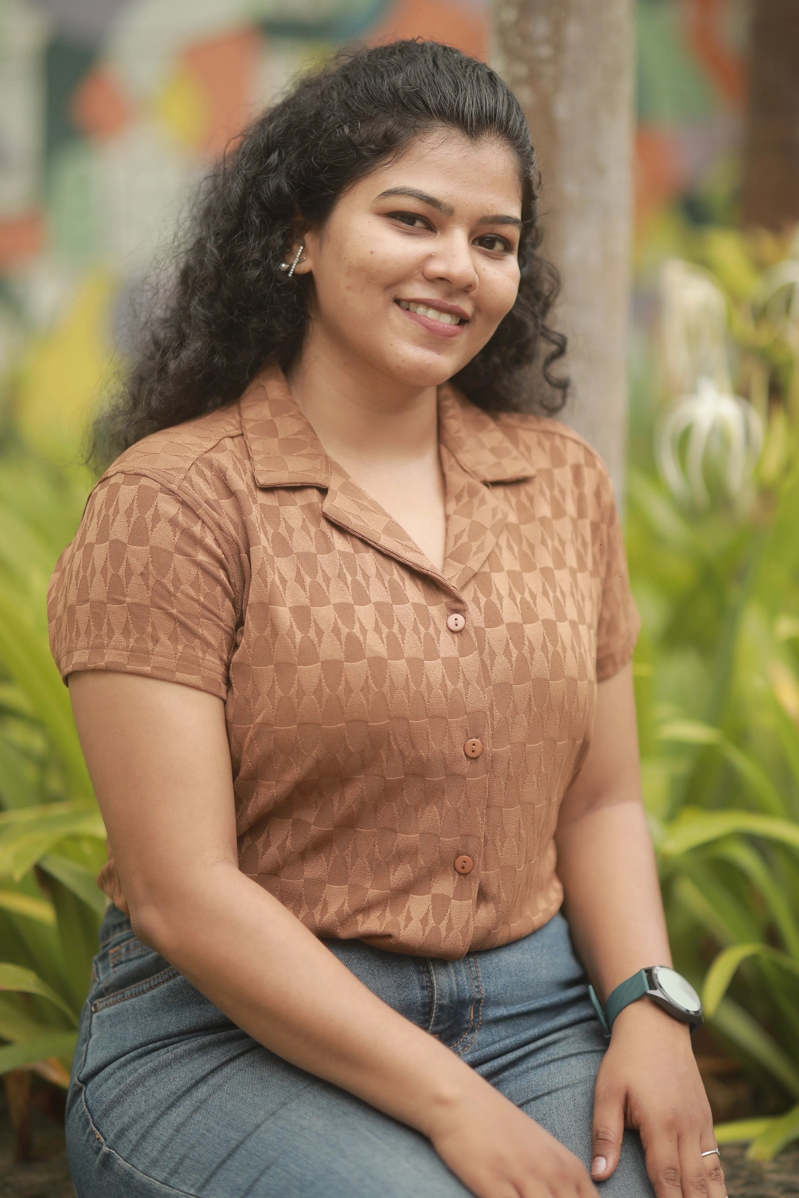 Cuban Maze Ladies Shirt - Brown