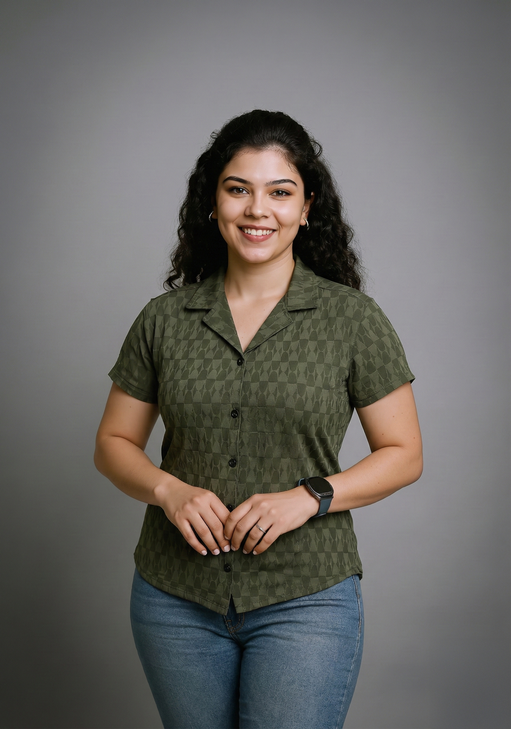 Cuban Maze Ladies Shirt - Olive Green