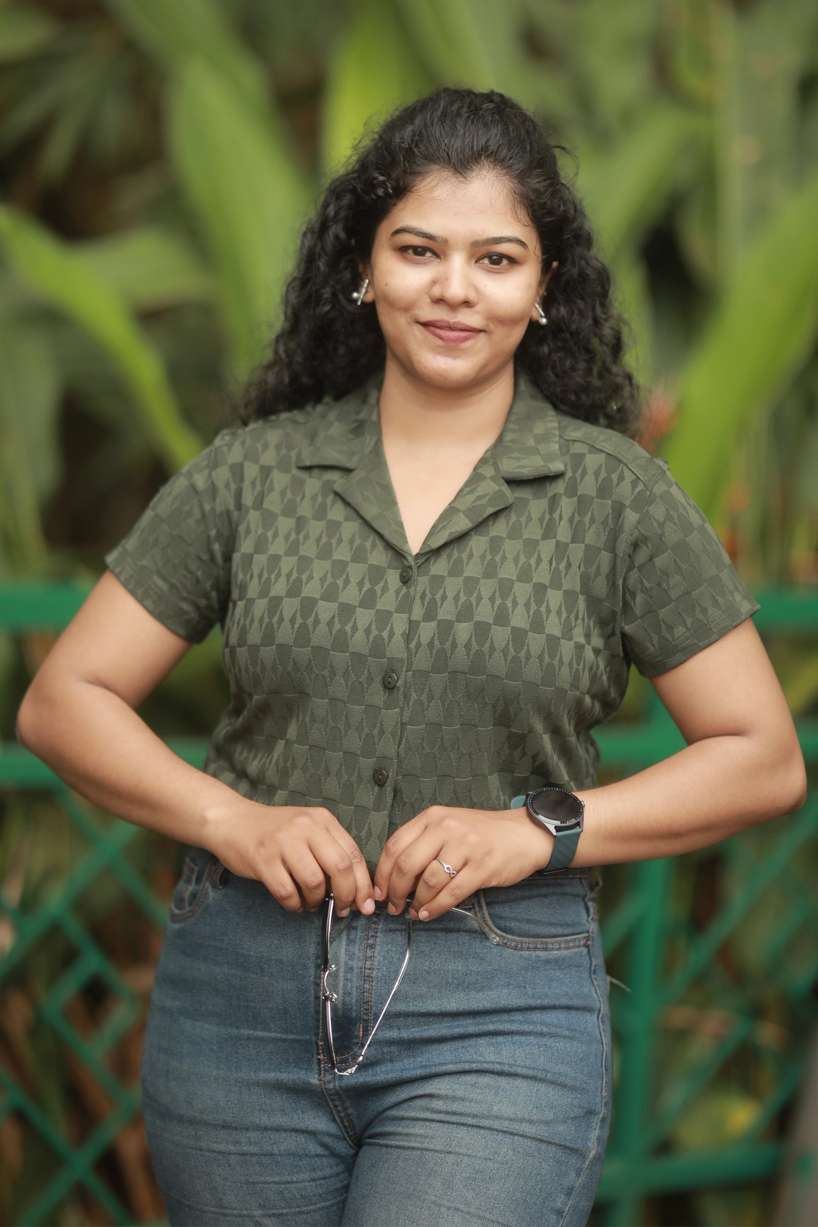 Cuban Maze Ladies Shirt - Olive Green