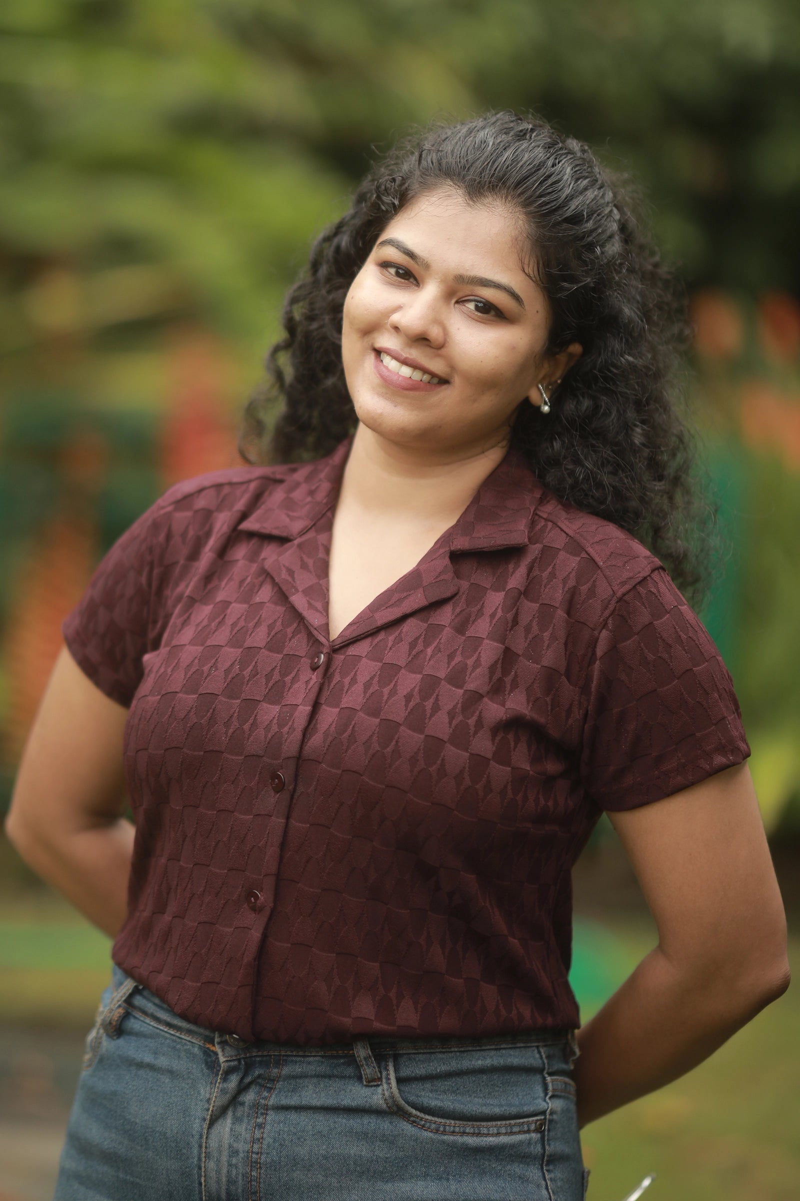 Cuban Maze Ladies Shirt - Wine Red