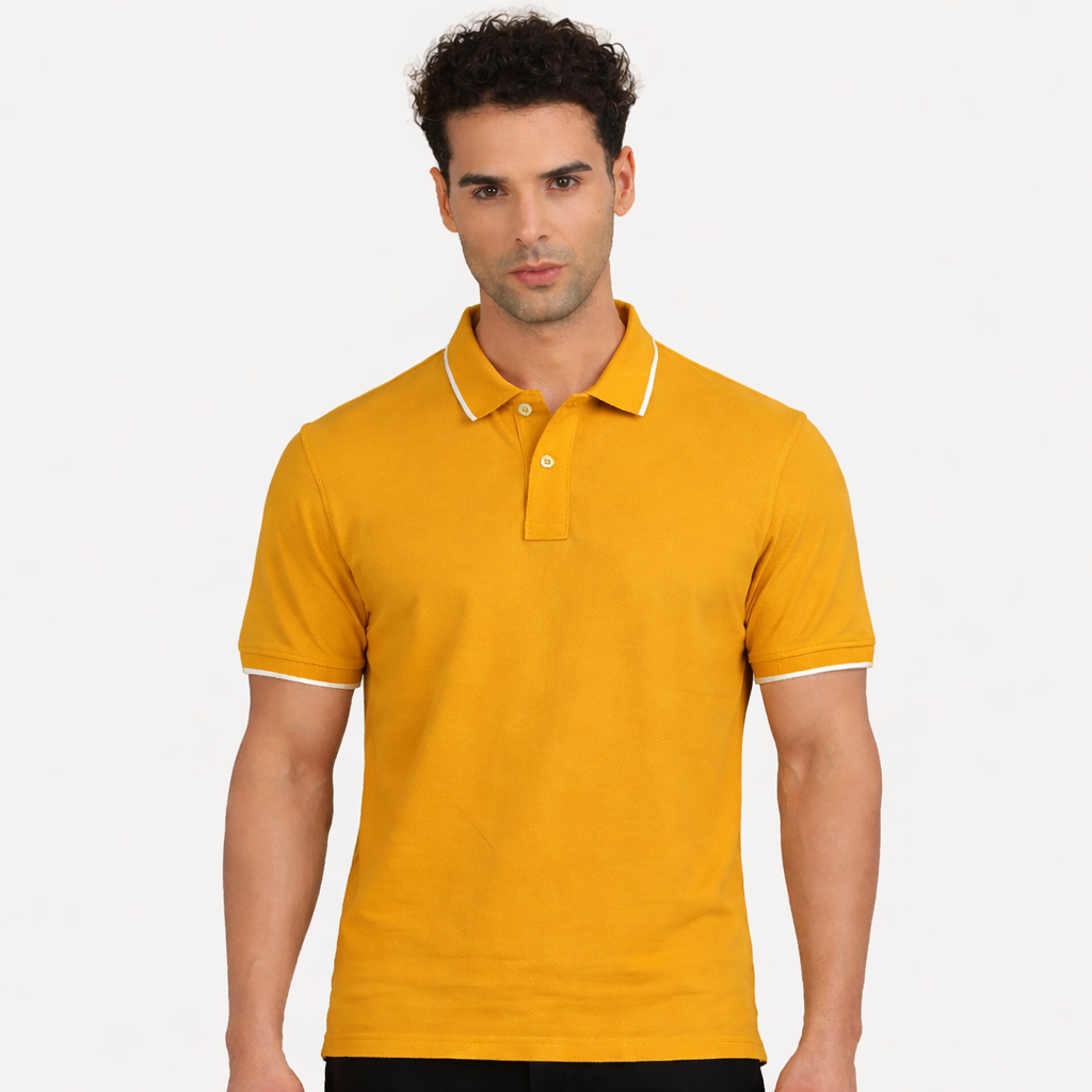 Custom Men’s Classic Polo With Tipping - Mustard Yellow