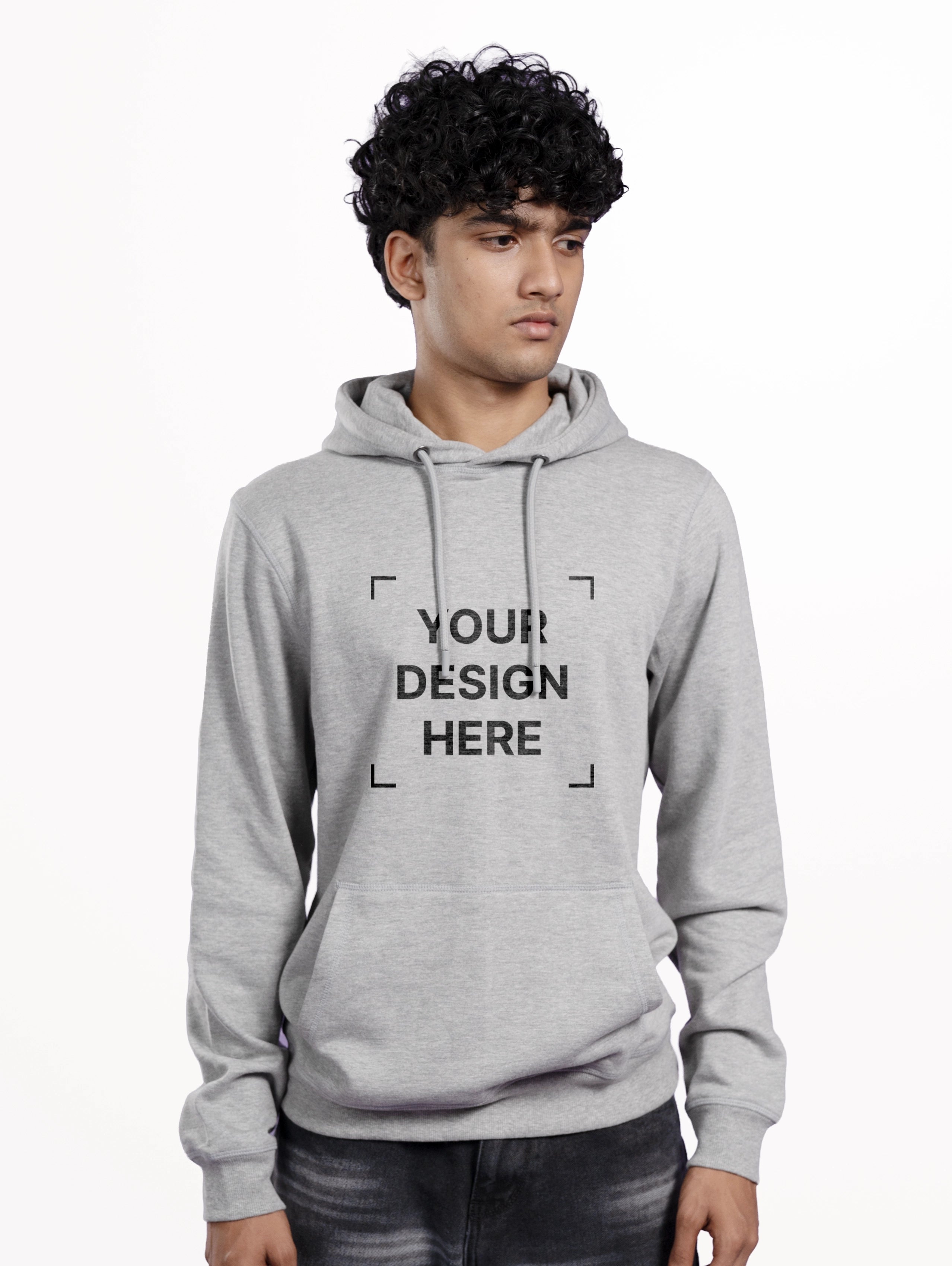 Custom Men’s Classic Raglan Sleeve Pullover Hoodie - Grey Melange