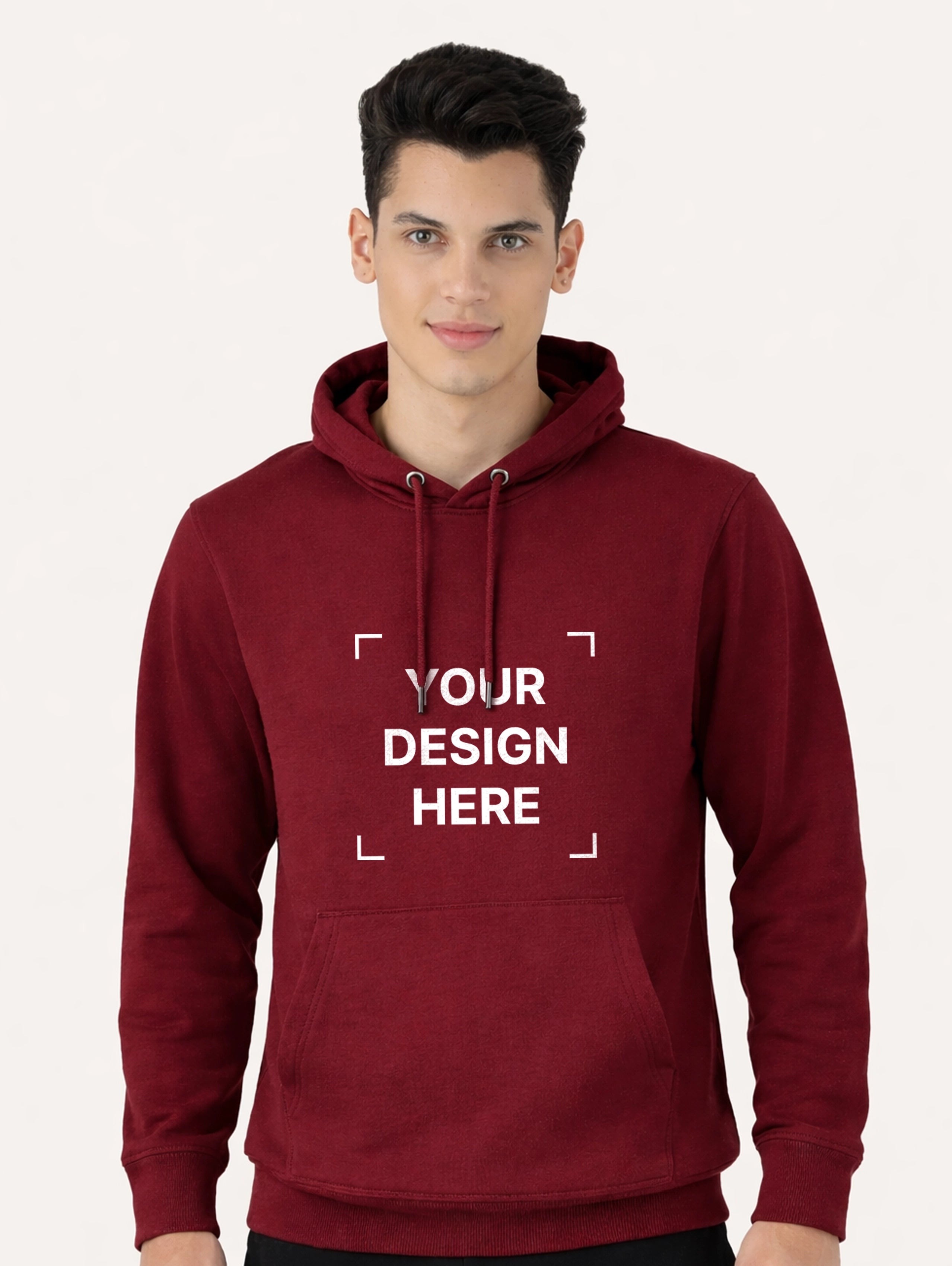Men's Cotton Pullover Hoodie - Maroon
