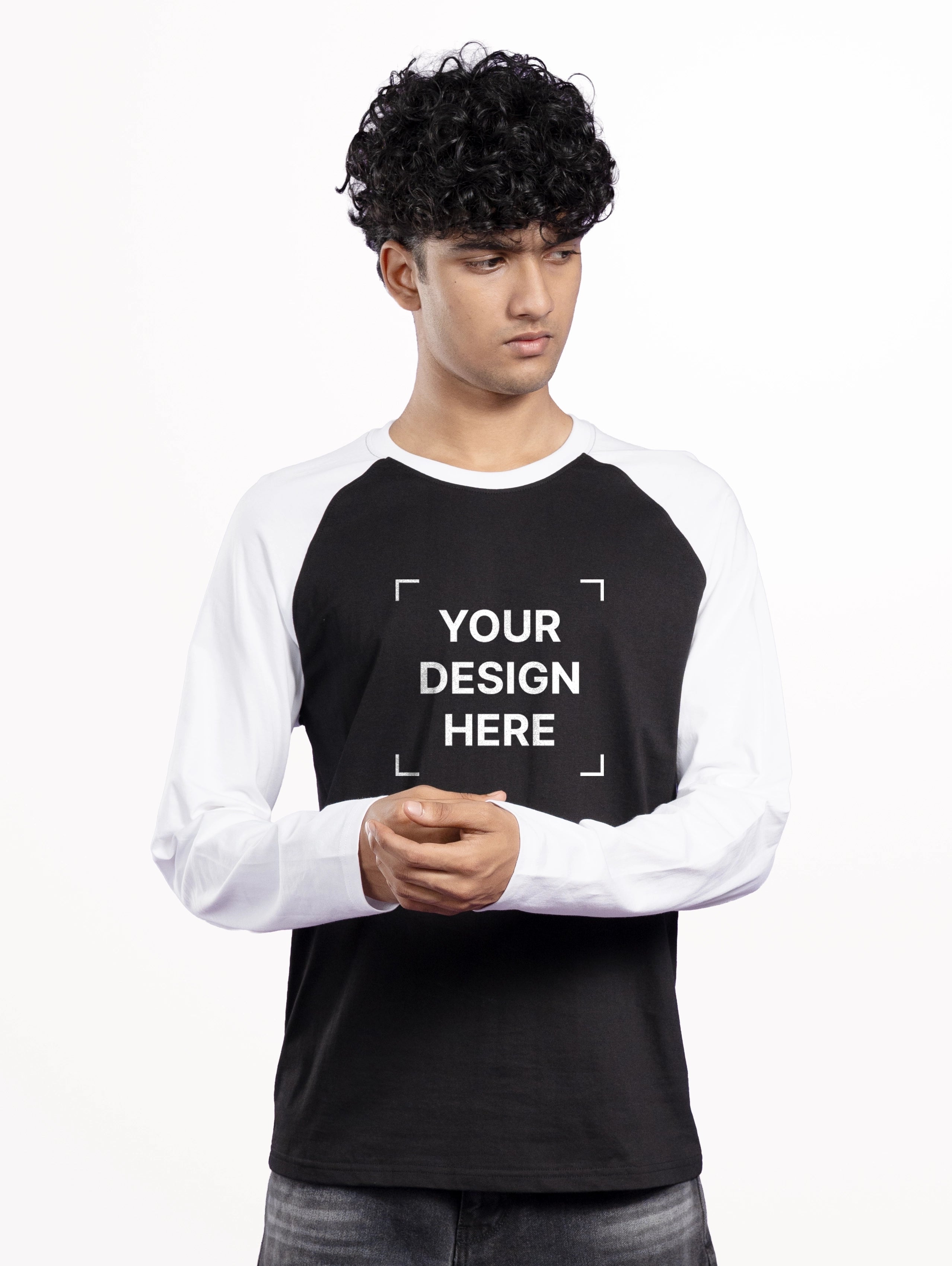 Custom Men’s Classic Raglan Sleeve Sweatshirt - Black