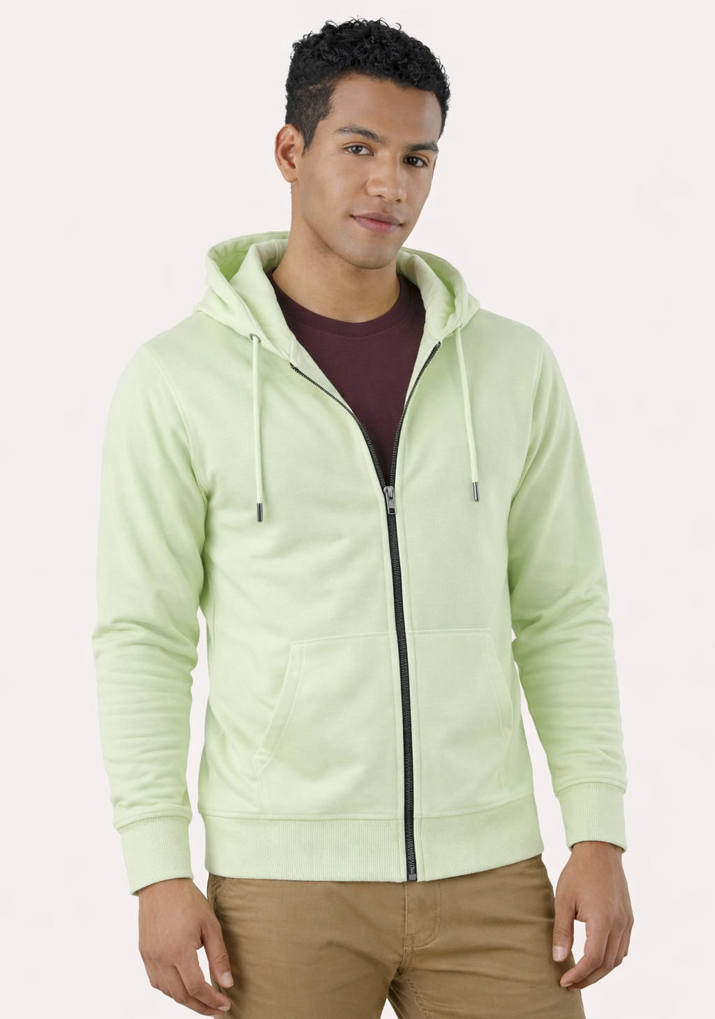 Custom Men’s Classic Zipper Hoodie - Light Green